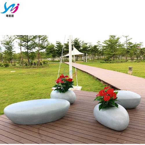 简约创意美陈水滴椅公共休息电影院椅玻璃钢组合花盆商场休闲椅