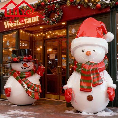 圣诞雪人玻璃钢雕塑大型商场美陈节日装饰摆件户外景观卡通道具