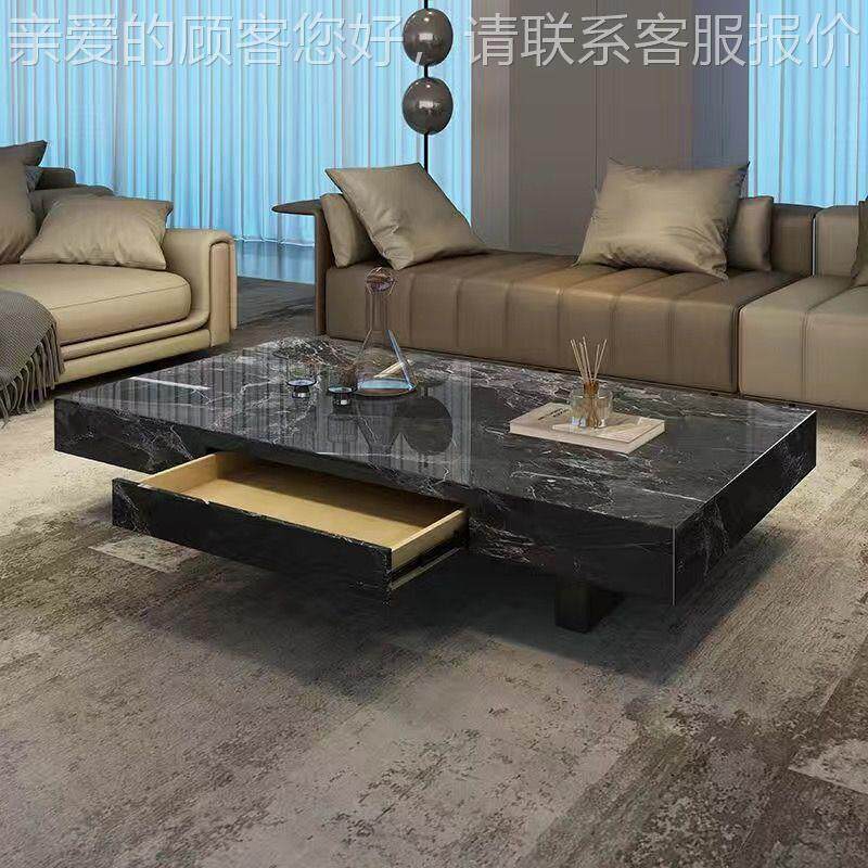 意款极简岩板茶几威尼棕岩板客厅家ftx岩板用新方形高级感式金斯