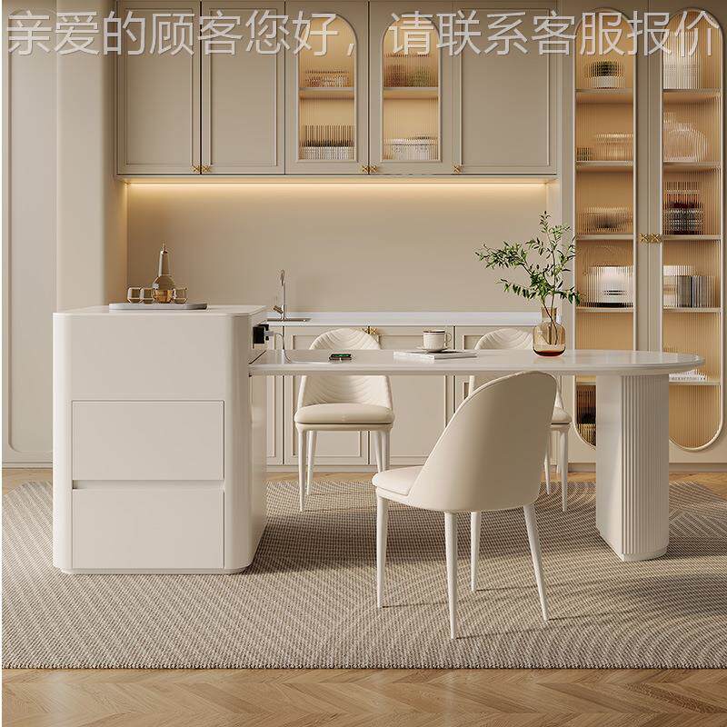 奶油缩岩板餐桌岛伸台家用法式奶风油半YJW圆弧形风岩板岛台餐桌,住宅家具,岛台,淘宝优惠券,粉丝福利购,淘宝优惠卷