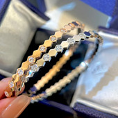 精工版 蜂巢手镯女镶金边钻蜂窝叠戴18k玫瑰金高级感网红轻奢手环