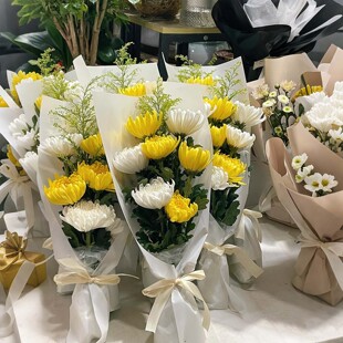 清明节黄白菊花束真鲜花同城配送速递拜祭扫墓祭祀祭坟奠祭重庆店