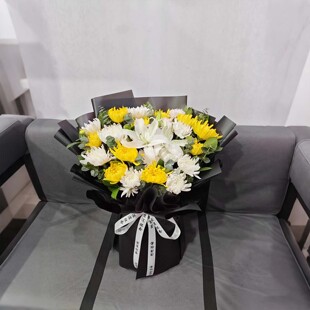 清明节黄白菊花束真鲜花同城配送速递拜祭扫墓祭祀祭坟奠祭广州店
