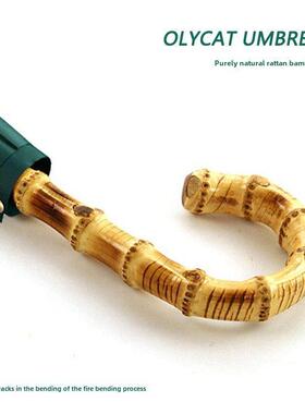 高级感墨绿色覆古手工长柄雨伞男女士大号加固加厚结实抗风双人伞