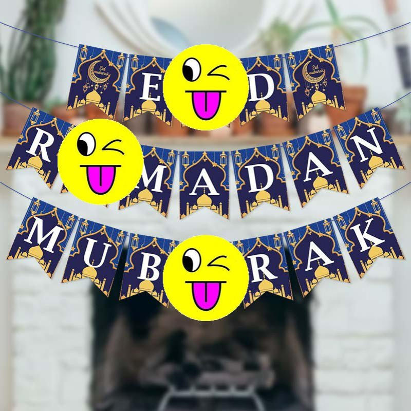 月亮节主题派对装饰横幅串旗纸燕尾旗拉旗