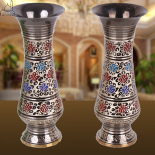 巴基斯坦铜器精雕花瓶家居摆设玄关橱窗摆件仿古铜花瓶平安花瓶