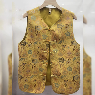 2026春季别致轻国风上衣今年流行金线织锦缎提花新中式马甲背心女