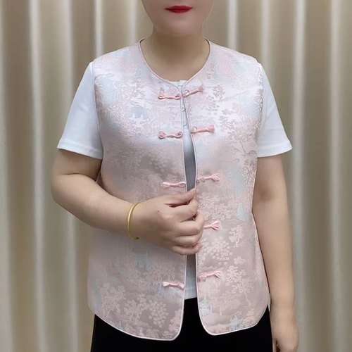 2025秋季新中式国风马甲上衣盘扣唐装马夹背心女外搭无袖坎肩外套