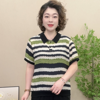 2025夏妈妈POPL领洋气打底衫女修身百搭欧货短袖T恤小衫内搭上衣