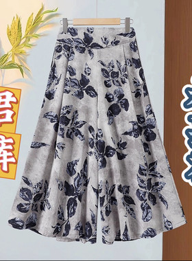 2025夏季新款女士凉快透气洋气显瘦遮肚减龄七分松紧高腰大码裙裤