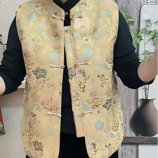 妈妈装 2025秋新复古文艺马甲显瘦中长款 印花碎花马甲遮肚时尚