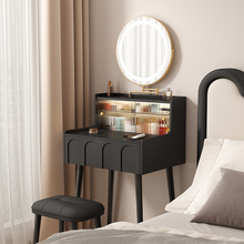 奶油风实木梳妆台小户型卧室简约现代小型迷你窄化妆桌50公分60cm