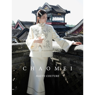 CHAOMEI 半裙套装 流金岁月3.0 绣花羽绒服内胆外套 新中式 冯