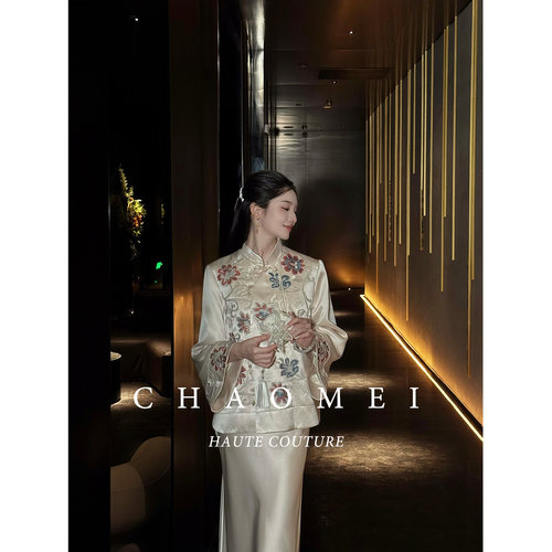 MOPASSANT【繁花】新中式中国风女装刺绣醋酸外套+吊带裙套装