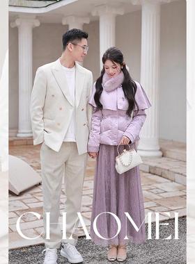 冯（CHAOMEI 【紫气东来】桔梗紫短款羽绒服休闲百搭时尚TG02479