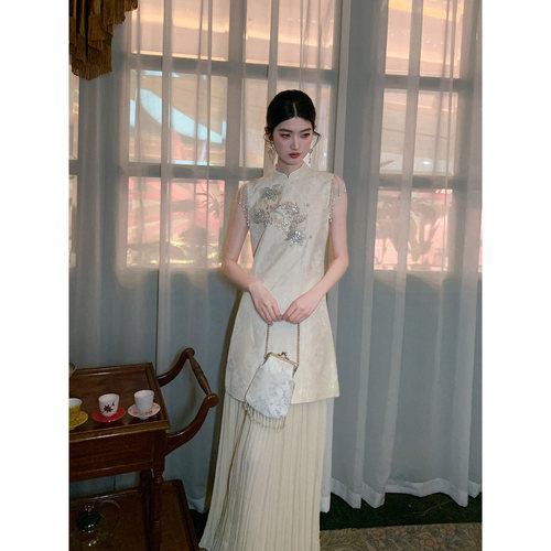 MOPASSANT 5/21新品【珠华吟】新中式中长款马甲半裙改良汉服套装