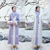 冯 双面可穿定位刺绣绵羊毛毛呢大衣 新中式 CHAOMEI 紫玉秋香