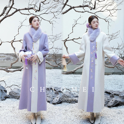 冯（CHAOMEI【紫玉秋香】新中式双面可穿定位刺绣绵羊毛毛呢大衣