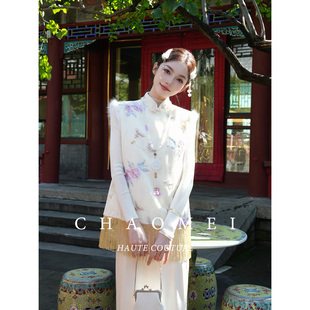 年终特惠【旧园惊梦】新中式丝绒水貂毛羽绒服马甲+半裙套装