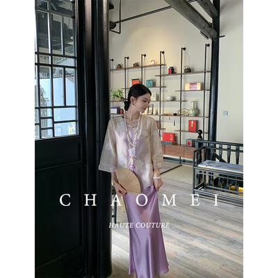 冯CHAOMEI新中式天丝绣花套装