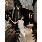 醋酸吊带裙套装 年终特惠 100桑蚕丝无袖 马甲 白露 新中式