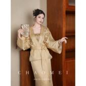 清仓 套装 金枝 国风黄绣花唐宫宴时尚 金边月桂花新中式 断码