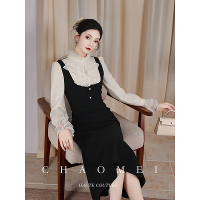 法式小立领洋气显瘦连衣裙