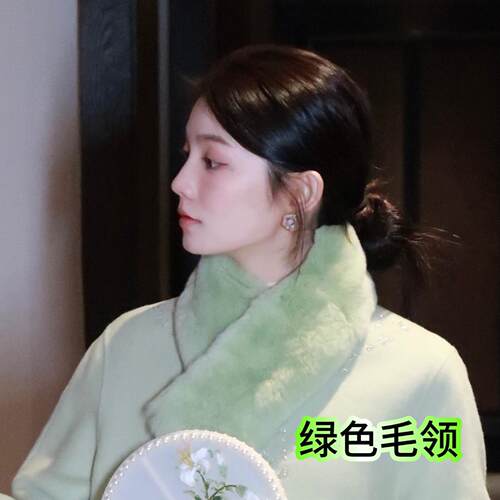 100%獭兔毛毛领时尚气质清柠