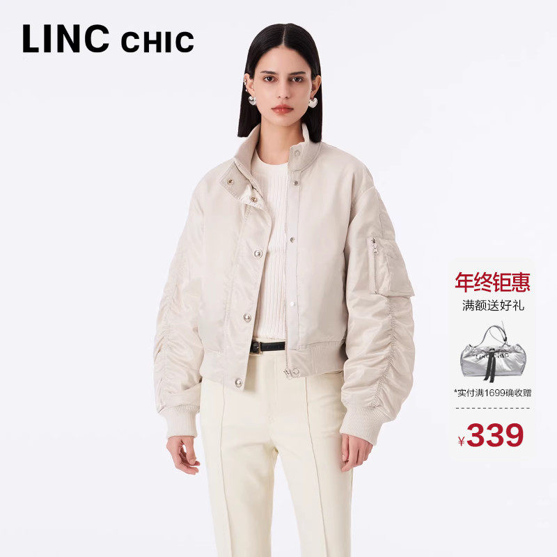 LINCCHIC金羽杰秋季羽绒服女廓形外套飞行员夹克短款羽绒服女,女装/女士精品,羽绒服,淘宝优惠券,粉丝福利购,淘宝优惠卷
