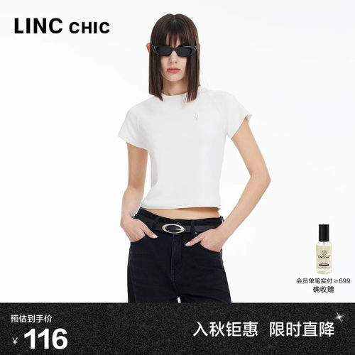 LINC奥莱修身短款甜酷感短T恤