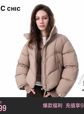 LINCCHIC金羽杰2025年冬季新款立领廓形设计感短款羽绒服女1229