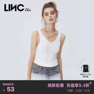 LINCCHIC金羽杰夏季摩登甜酷设计感针织吊带背心女内搭S222SW628