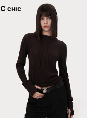 LINCCHIC金羽杰内搭打底衫100%绵羊毛修身极简针织衫女S243SW587Y