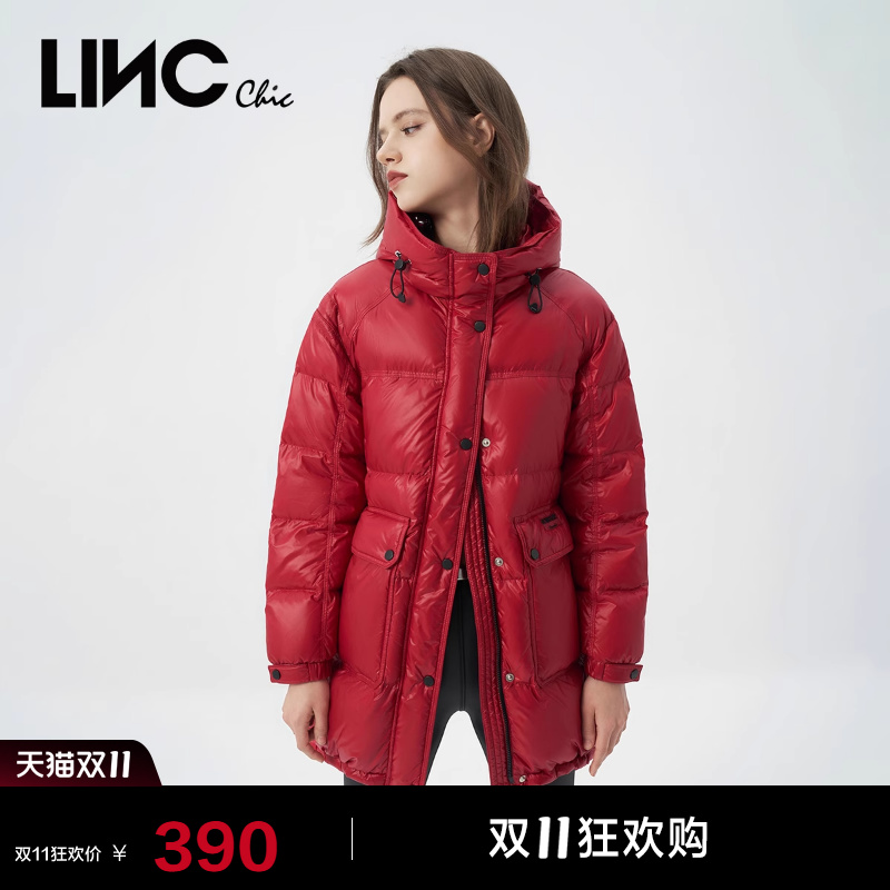 复古学院感中长款羽绒服