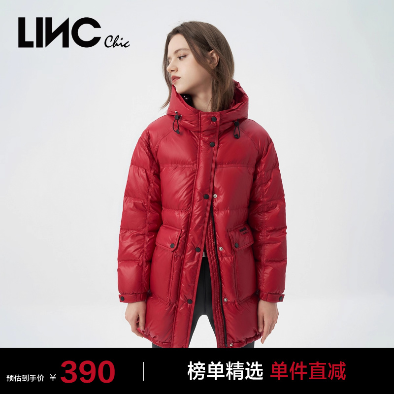 复古学院感中长款羽绒服