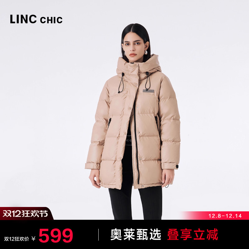 LINCCHIC金羽杰羽绒服女中长款秋冬新款羽绒服连帽面包服23603326
