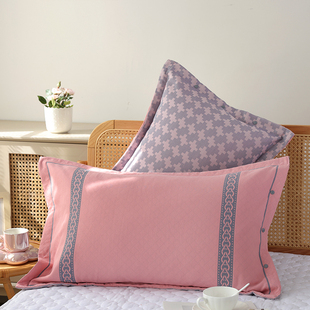 成人家用乳胶枕头套全棉枕芯内胆套 按扣全包纱布棉枕套一对装