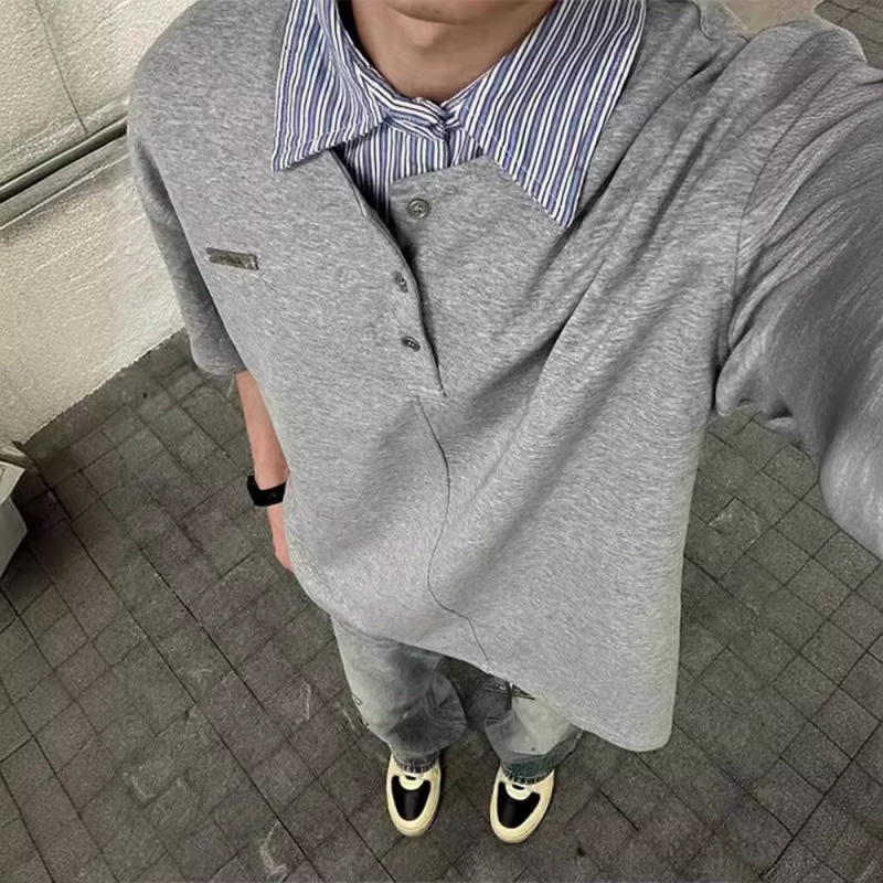 小众设计感假两件polo衫短袖