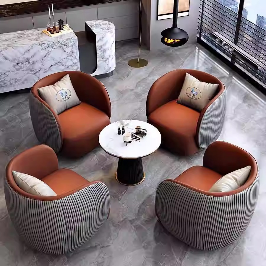 售楼处洽谈沙发轻奢现代高档美容院休息区休闲接待会客桌椅组合