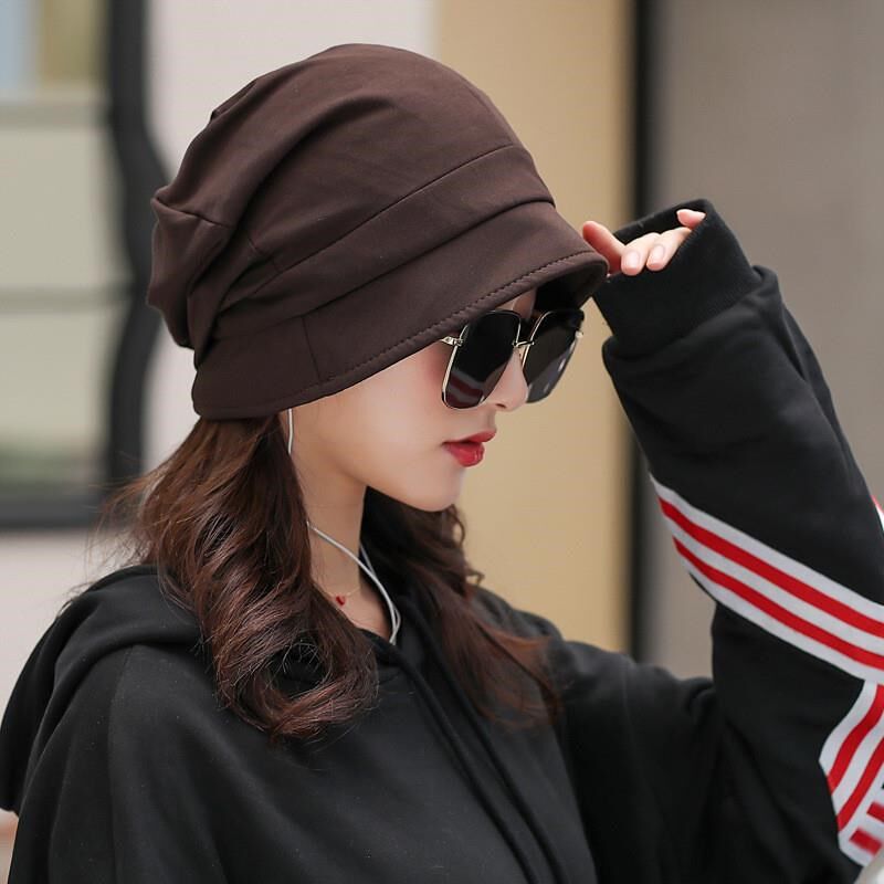 化疗后女士帽春夏薄款透气休闲套头纯色头巾帽光头帽月子帽包头巾