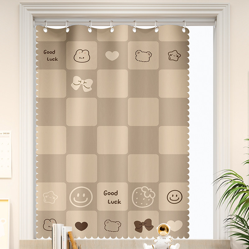 窗帘遮光2023新款遮阳帘免打孔安装卧室飘窗卫生间浴室简易隔热布