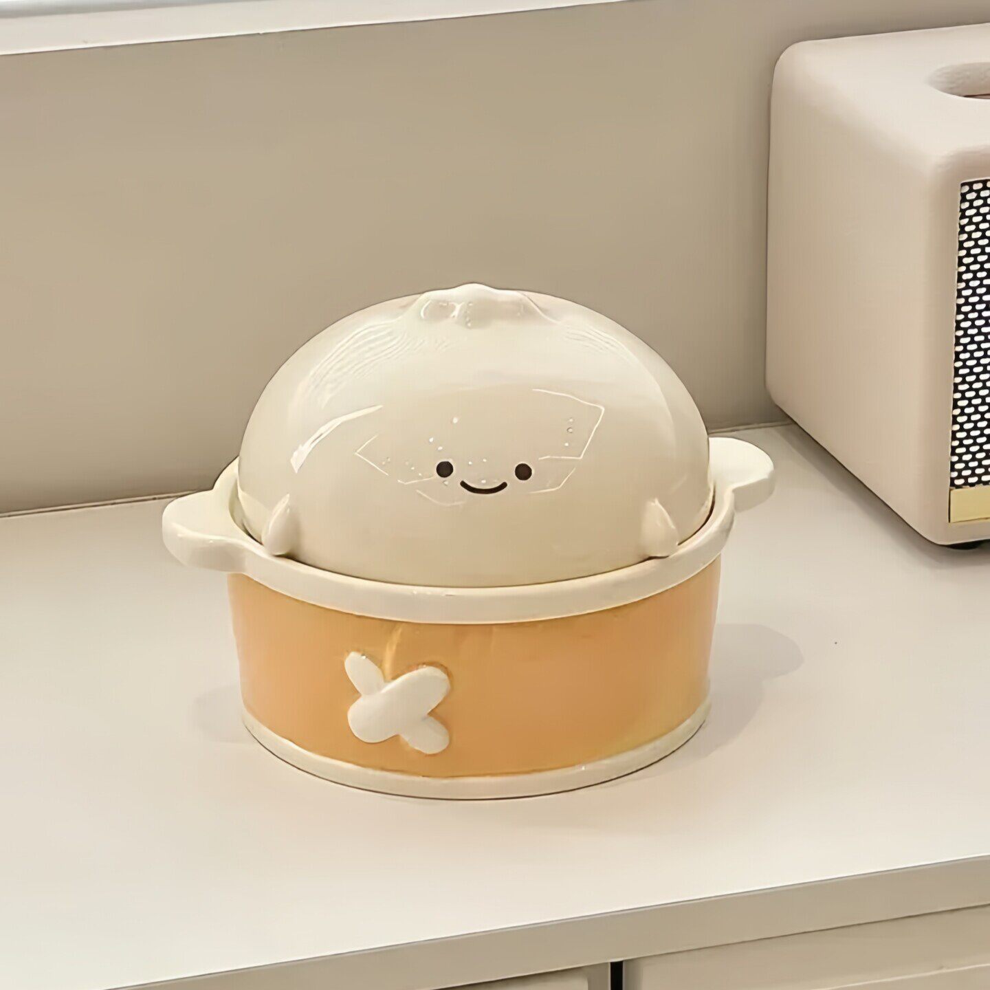 可爱双耳一人食面碗带盖家用高颜值大容量陶瓷防烫学生宿舍泡面碗