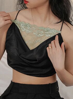 V领低领衣服领口太低防走光神器蕾丝花边抹胸一片式裙子假领子夏