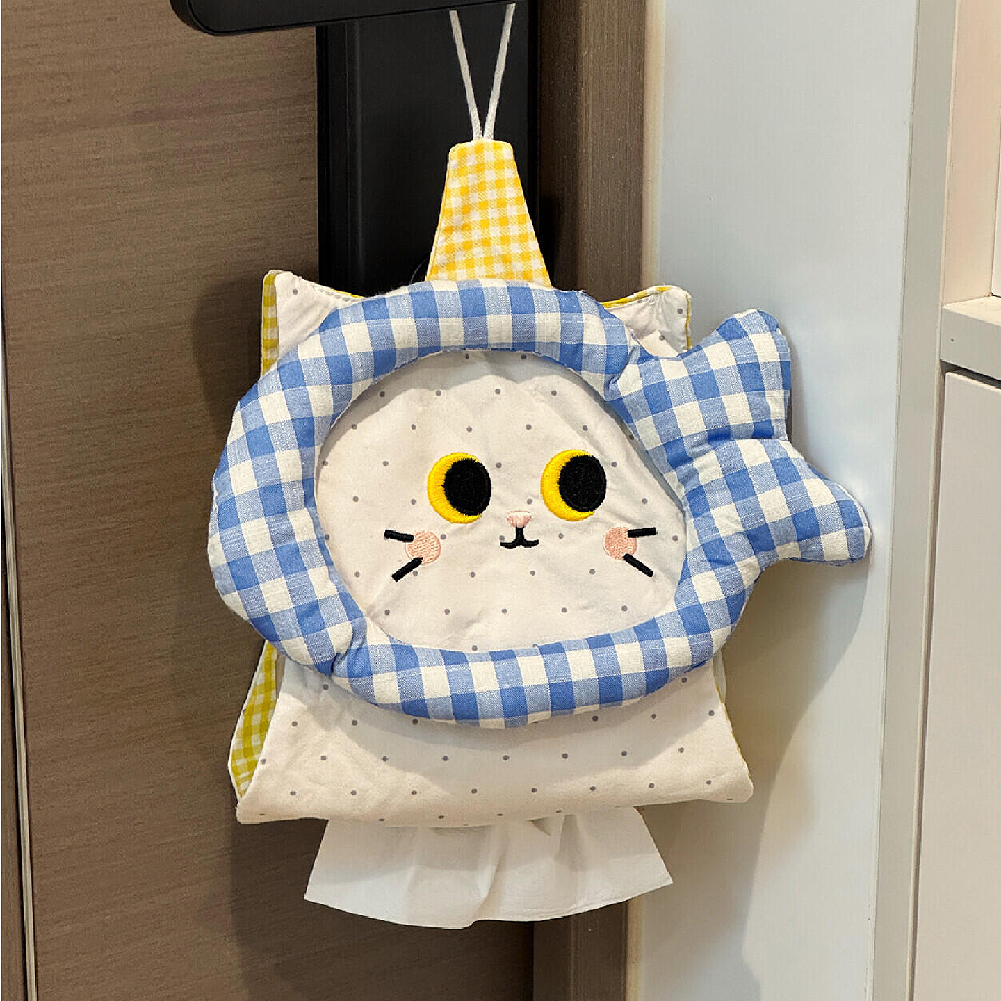 卡通小猫抽纸袋壁挂式纸巾盒卫生间家用纸巾收纳盒车载悬挂式挂袋