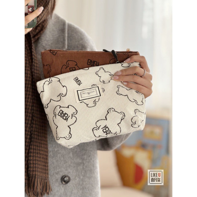 原创自制秋冬韩版可爱小熊复古