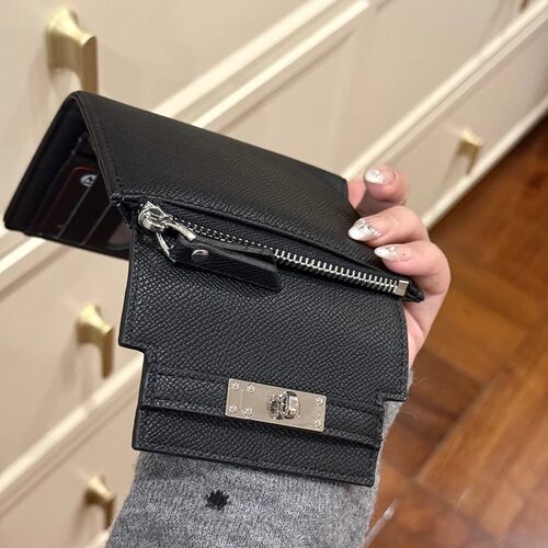 简约ins设计感便携kelly拉链钱包女韩系小众薄款多卡位卡包零钱包