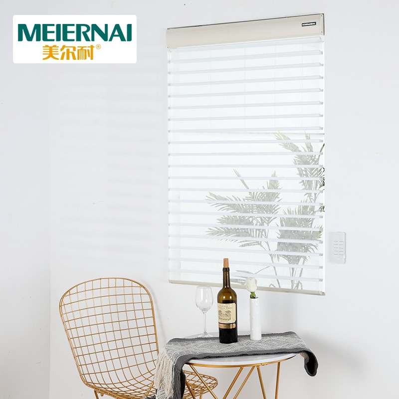 美尔耐电动香格里拉卷帘窗帘 充电式家用自动升降遮光百叶窗定制