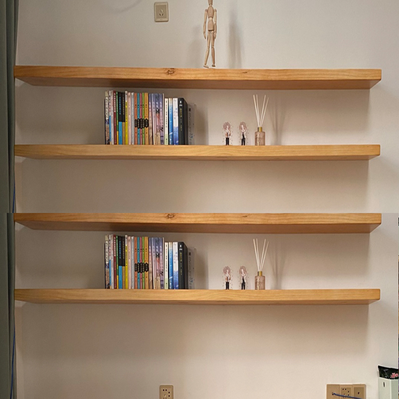 实木隔板一字板置物架壁挂墙上书架装饰电视背景墙原木多层收纳架