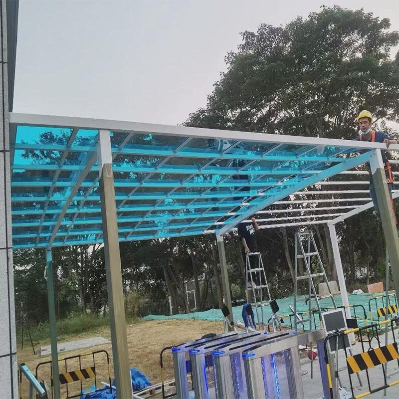 pc耐力板房顶隔热阳光房别墅隔音防晒车篷雨棚透明遮阳棚雨篷