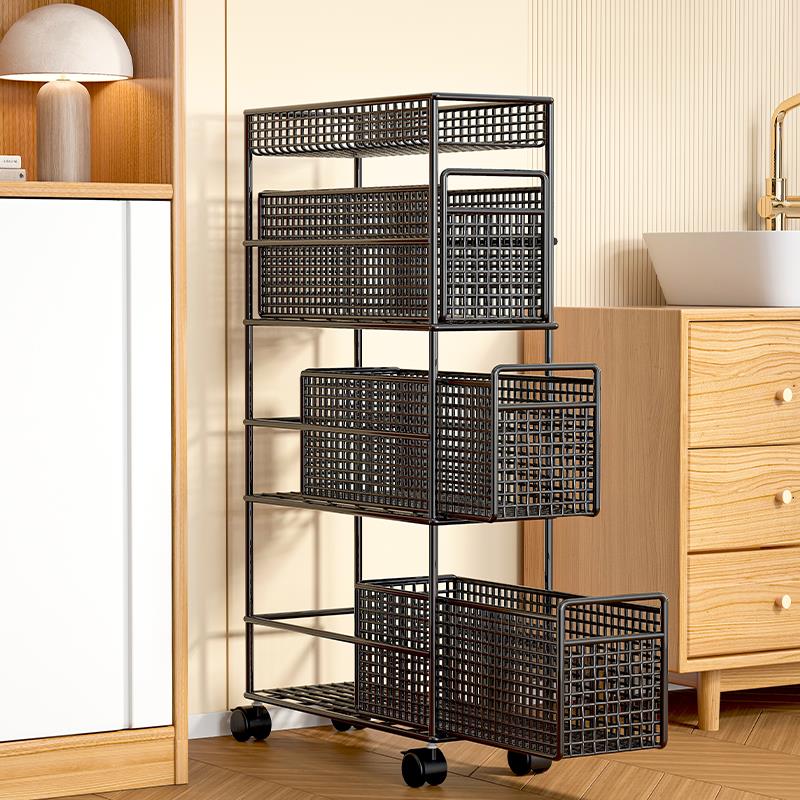 夹缝置物架浴室洗手间落地小推车超薄窄边柜卫生间多层缝隙收纳柜